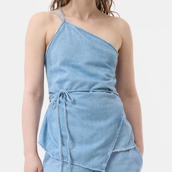 CLOSED | DENIM WRAP TOP - Picture 1 of 4